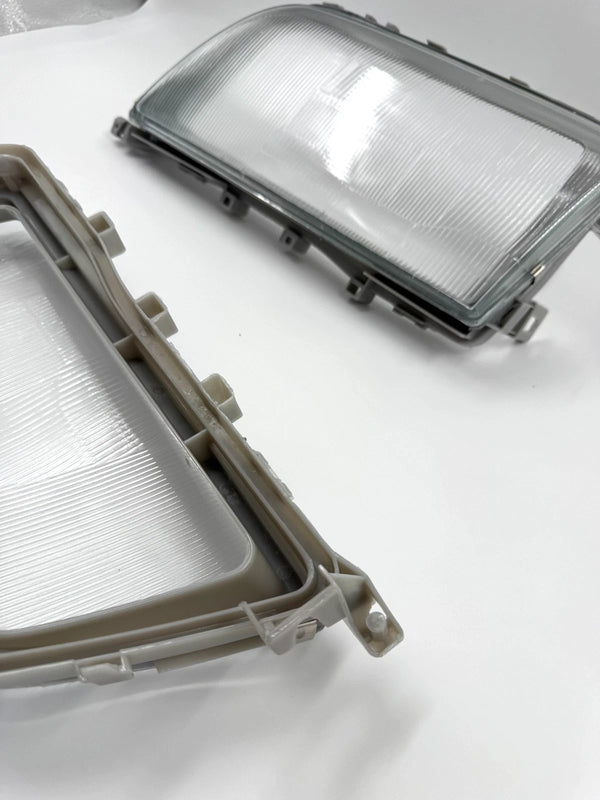 Mercedes-Benz W202 93-97 Compatible Headlight Glass With Frame Right + Left Set