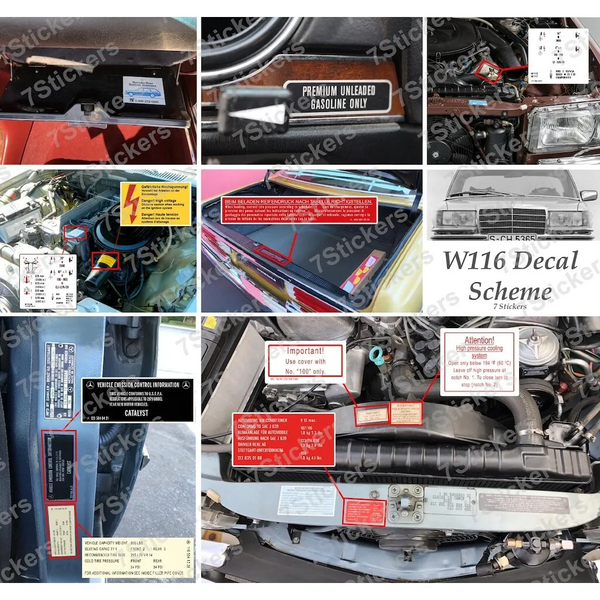 Mercedes-Benz W116 S Class Compatible Decal Set Stickers All Models Best Quality