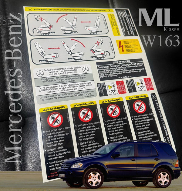 Mercedes ML Series W163 1998-2005 Compatible Decal Set Stickers Best Quality