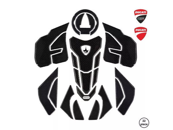 Ducati Panigale Streetfighter V4 V4S 18-24 Compatible 6D Carbon Fiber Tank Pad Sticker Set
