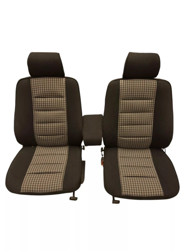 Mercedes W124 Compatible Front Seat Covers Upholstery Sportline Karo Black OEM Fabric