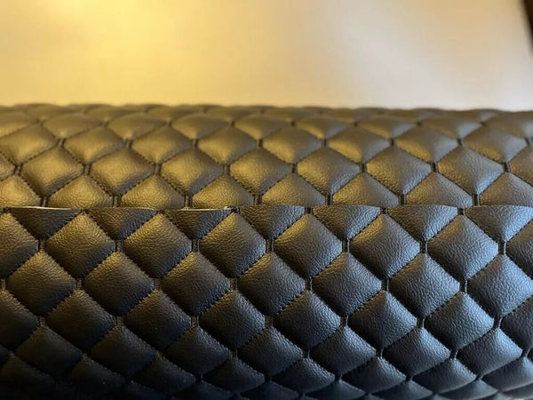 Fabric Foam Quilted Black and Black Car Seat Upholstery Diamond