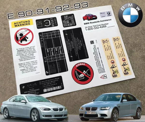 BMW E90 E91 E92 3 SERIES Compatible Decal Set Stickers All Models Best Quality
