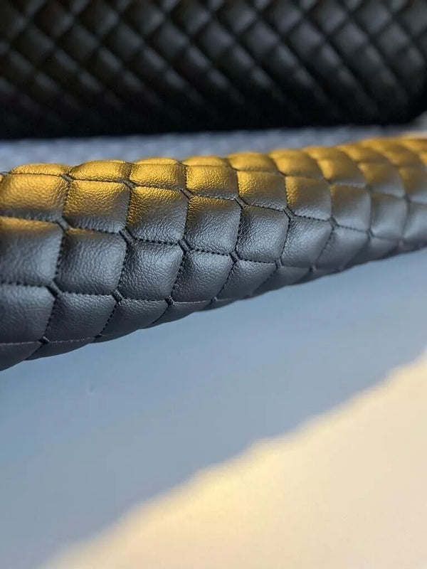 Fabric Foam Quilted Black and Black Car Seat Upholstery Diamond