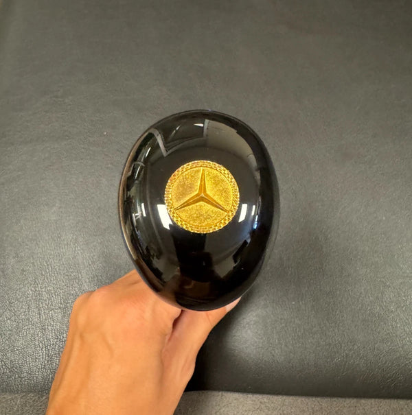 Mercedes W124 R129 SL 1989-1998 Compatible Piano Black Gold Emblem Wood Shift Knob