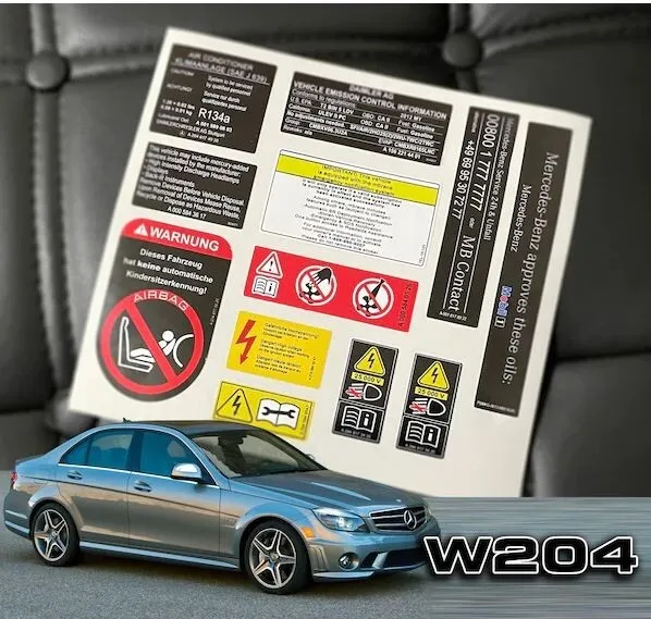 Mercedes-Benz W204 C Class Compatible Decal Set Stickers All Models Best Quality