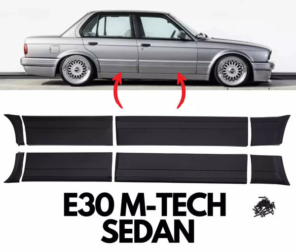 Bmw E30 Sedan Compatible Door Side Panel Kit M-Tech Performance Side Addon Pod Set 8 Pieces