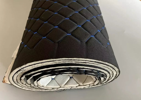 Diamond Stitch Embossed Fabric Lining Car Upholstery Black and Blue