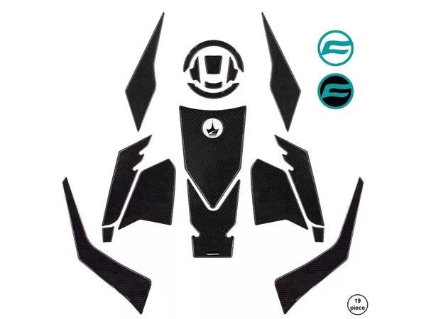 CF 250 NK 2023 Compatible Polyurethane 6D Carbon Fiber Tank Pad Sticker Set 19 Pieces