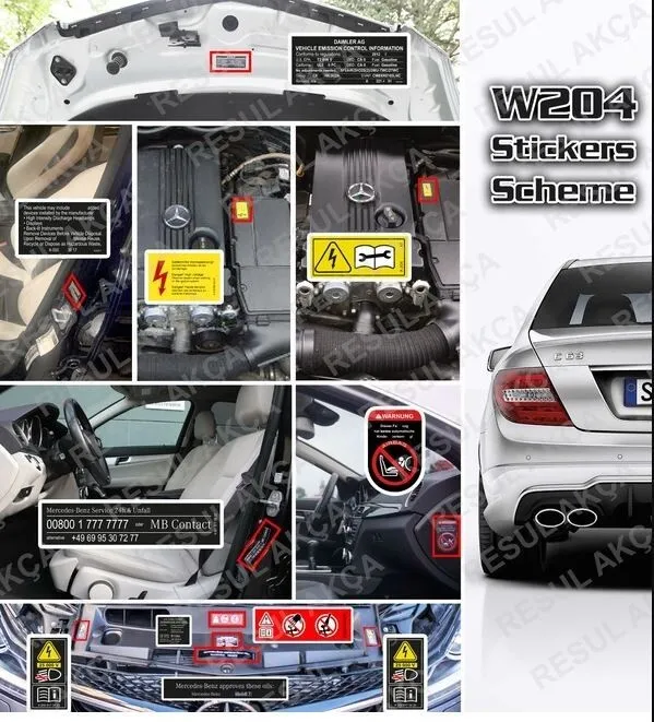 Mercedes-Benz W204 C Class Compatible Decal Set Stickers All Models Best Quality