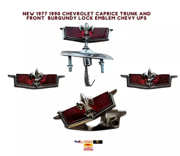 Chevrolet Caprice 1977-1990 Compatible Trunk Front Fender Red Lock Emblem Chevy Set