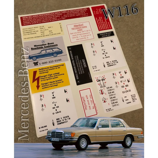 Mercedes-Benz W116 S Class Compatible Decal Set Stickers All Models Best Quality