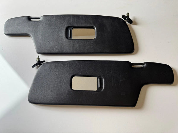 Porsche 964 1984-1988 Compatible Sunvisor Set with Bracket with Mirror Black 2 Pieces
