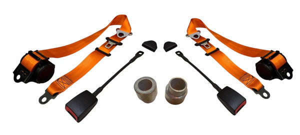 Mercedes R107 C107 SL SLC SL450 560 500 350 Compatible 3 Point Black Seat Belts Pair