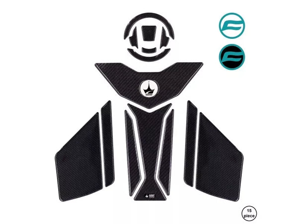 CF 450 SR 2024 Compatible Polyurethane 6D Carbon Fiber Tank Pad Sticker Set