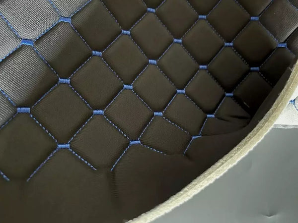 Diamond Stitch Embossed Fabric Lining Car Upholstery Black and Blue
