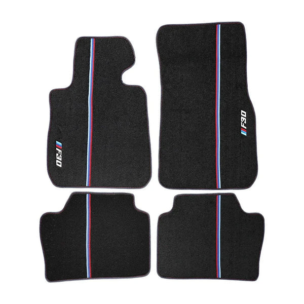 BMW F30 3 Series 2012-2018 Compatible Black Carpet Floor Mat Set