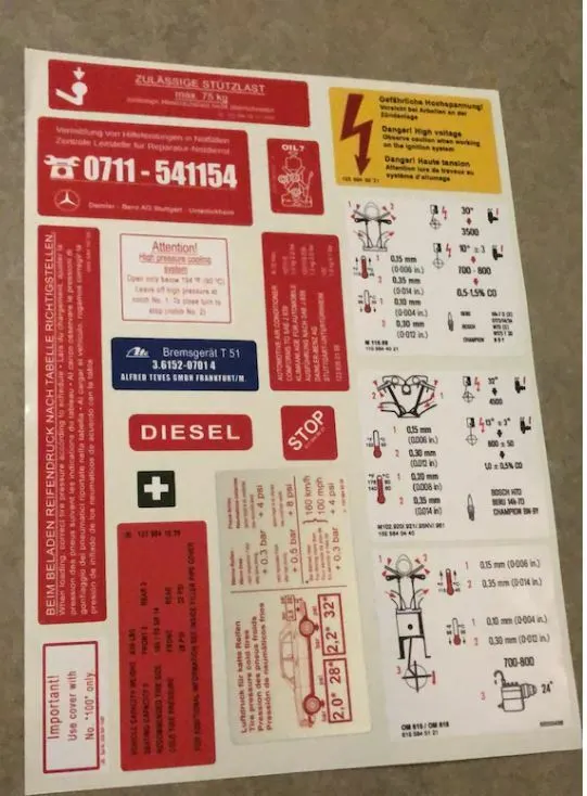 Mercedes-Benz W123 230 280E Class Compatible Decal Set Stickers All Models Best Quality