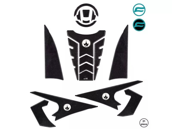 CF 450 NK 2024 Compatible Polyurethane 6D Carbon Fiber Tank Pad Sticker Set 21 Pieces