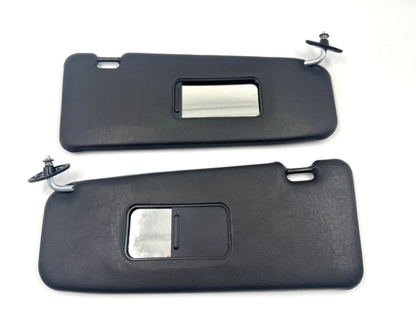 BMW E30 Sedan 320i Compatible Sunvisor Black Pair with Vanity Mirror Cover