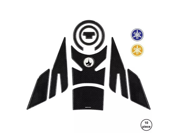 Yamaha MT09 TRACER 2015-2022 Compatible Polyurethane 6D Carbon Fiber Tank Pad Sticker Set 9 Pieces