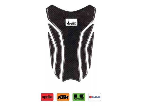 Aprilla KTM Kawasaki Suzuki Compatible Polyurethane 6D Carbon Fiber Tank Pad Sticker Set