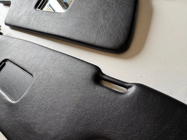 Porsche 964 1984-1988 Compatible Sunvisor Set with Bracket with Mirror Black 2 Pieces