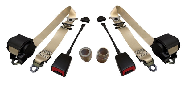 Mercedes R107 C107 SL SLC SL450 560 500 350 Compatible 3 Point Black Seat Belts Pair