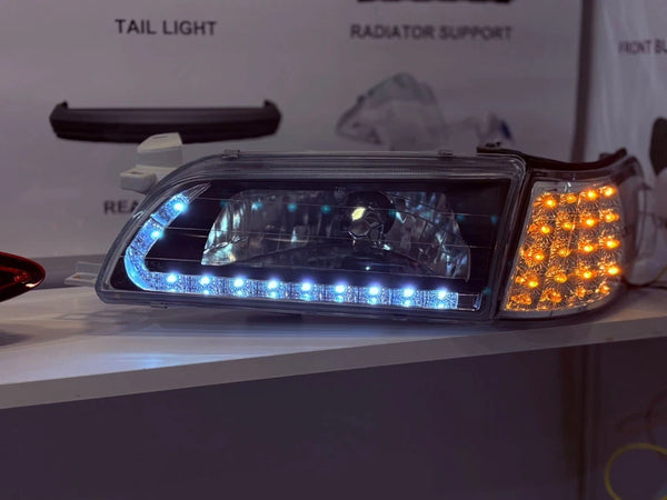Toyota Corolla 1993-1997 AE100 AE101 JDM Compatible Led Headlight & Corner Light Black