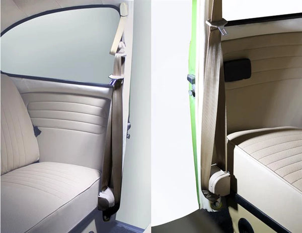 Mercedes R107 C107 SL SLC SL450 560 500 350 Compatible 3 Point Black Seat Belts Pair