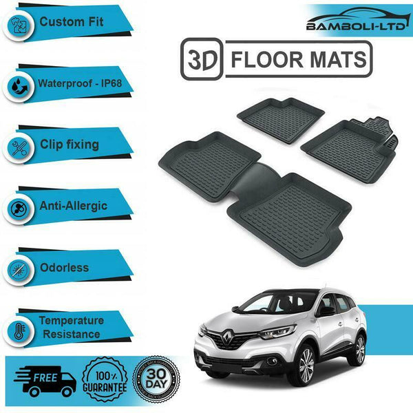 4 Pcs 3D Car Floor Mats Fit For Renault Kadjar 2015-2019