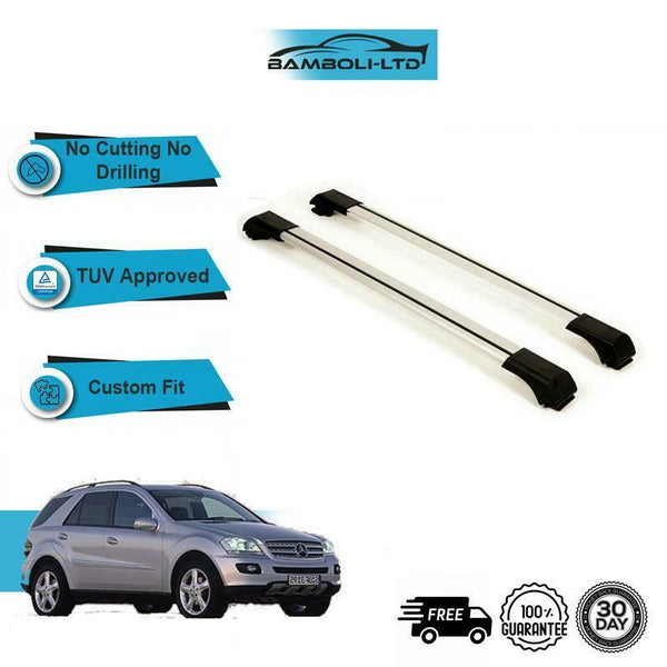 Fits Mercedes Ml Class W164 2006-2010 Roof Rack Cross Bars Rails Alu Grey Set