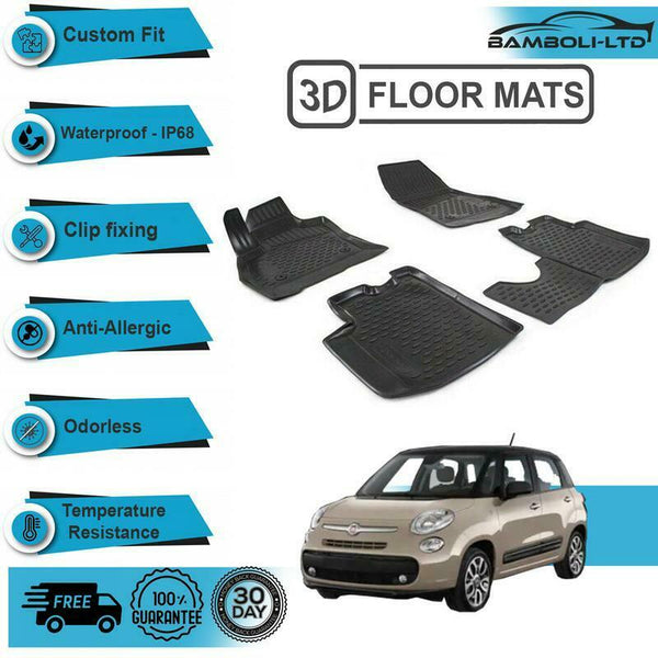 All Weather Thermoplast Floor Mat 4 Pcs 3D Design Fit For Fiat 500L 2016-2019