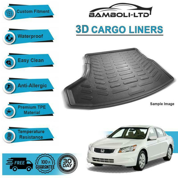 Fit For Honda Accord Sedan 2009-2019, Rear Liner Rubber 3D Cargo Trunk Mat