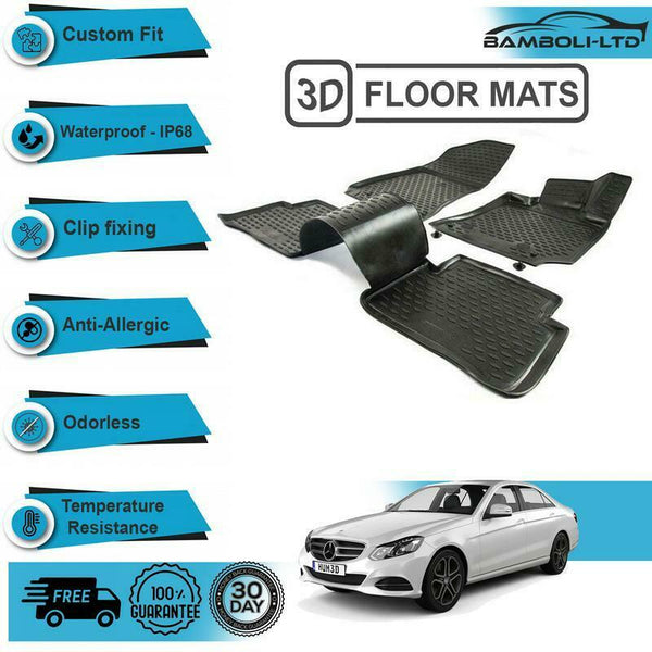 4 Pcs 3D Car Floor Mats Fit Mercedes-Benz E-Klasse(W212) 2014-2019 Black