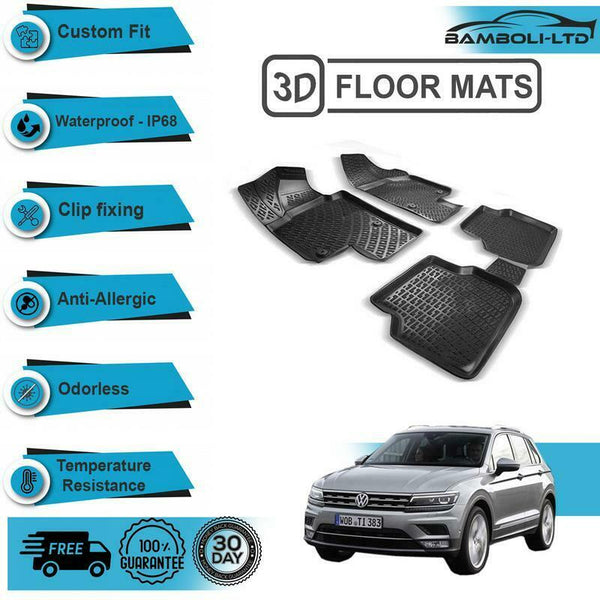All Weather Thermoplast Floor Mat 4 Pcs 3D Design Fit For Tiguan Suv 2016-2019