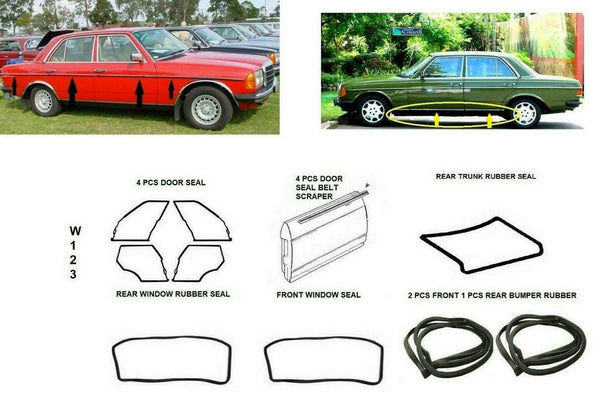 4 Doors Full Rubber And Trim Set Mercedes Benz W123 Sedan