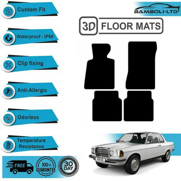 Mercedes W123 Black Carpet Floor Mat Set Of 4 Pcs