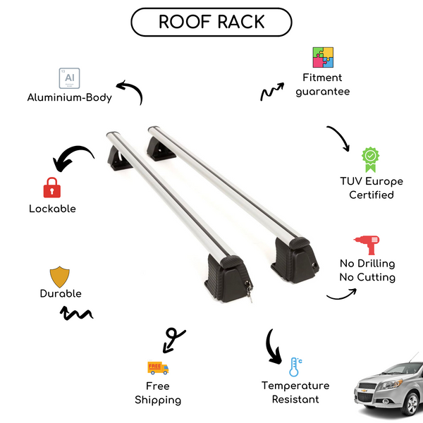 Smooth Roof Rack Cross Bars Set for Chevrolet Aveo II Sedan 2011 - Up
