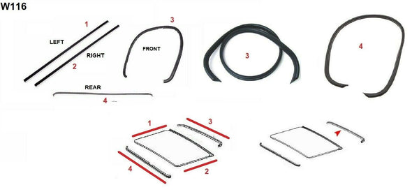 Fit For Mercedes Benz W114 Sunroof/Moonroof Seal Repair Kit Full Set 1157820198