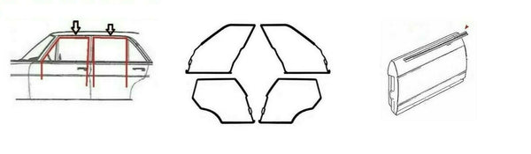 Door Weatherstrip Scraper Running Channel Rubber Seal Set For Mercedes W108 S, SE