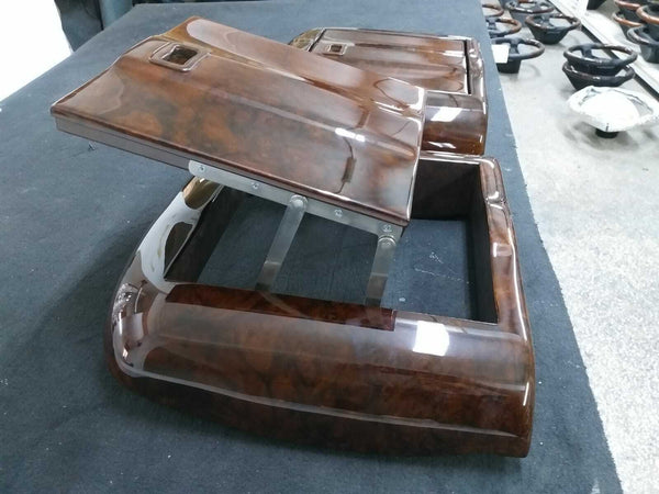 Mercedes W221 S-Class S350 2007-2013 Compatible Walnut Color Burl Wood Picnic Table 2 Pieces Set