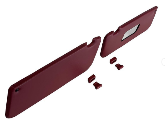 Sunvisor And Clips Set For Mercedes R107 W107 C107 Burgundy Color 1078100570 1078100610