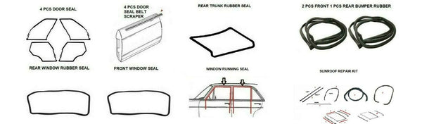 Complete Rubber Seal Set For Mercedes W116, Door, Trunk, Bumper, Sunroof, Window