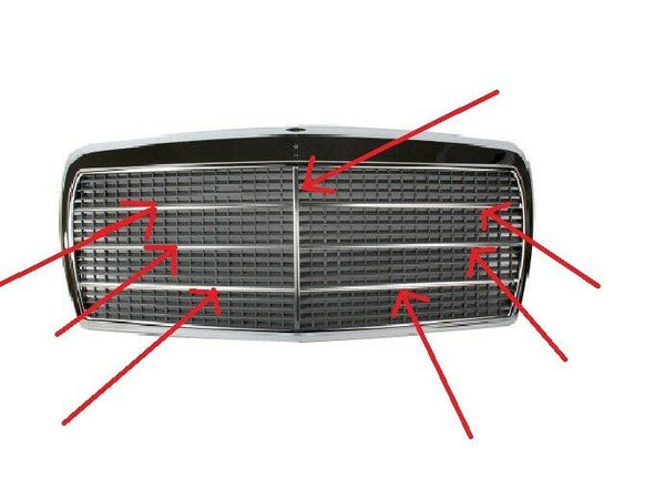Fit For Mercedes Benz W126 Grill Moulding Trim Set 7 Pcs Alu 280S 280Se 500Sel S