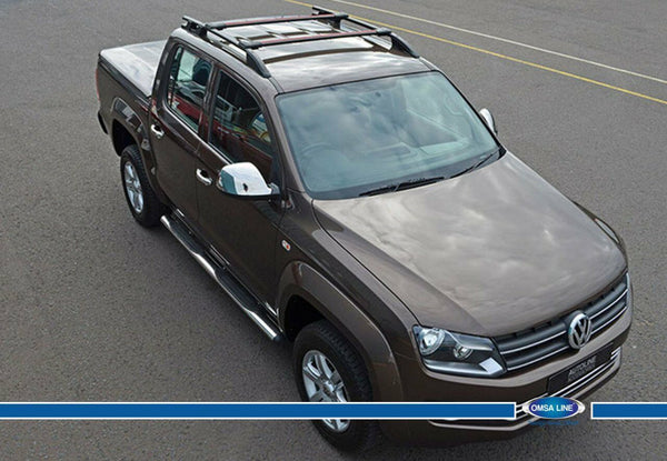 Black Aluminium Roof Rack Rails Side Bars Set 2Pcs To Fit Vw Amarok 2010-Up