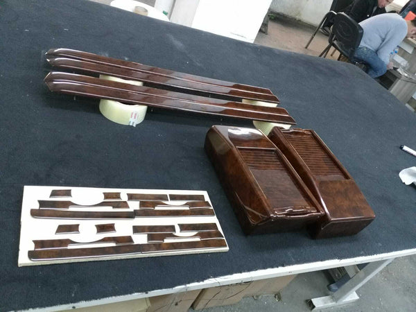 Mercedes R107 SL-Class Compatible Walnut Color Interior Dash Trims Cassette Set