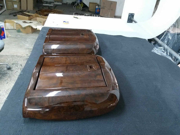 Mercedes W221 S-Class S350 2007-2013 Compatible Walnut Color Burl Wood Picnic Table 2 Pieces Set