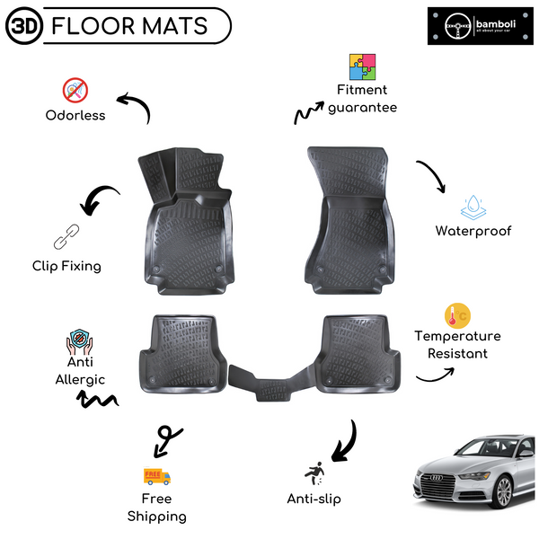 3D Molded Interior Car Floor Mat for AUDI A6 2017-Up