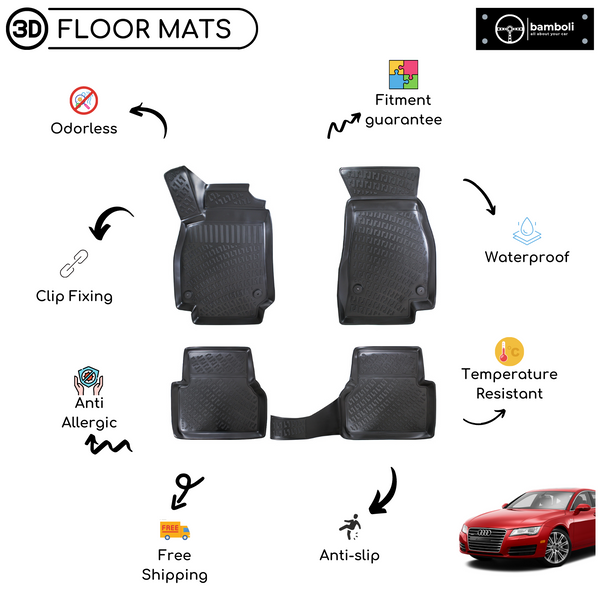 3D Molded Interior Car Floor Mat for Audi A7 2014-Up